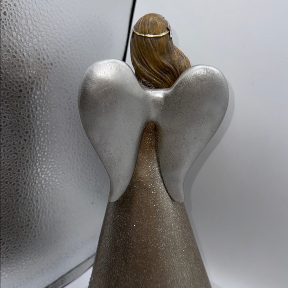 Angel Figurine holding a dove shimmering gold and silver design 12” tall - Picture 6 of 14